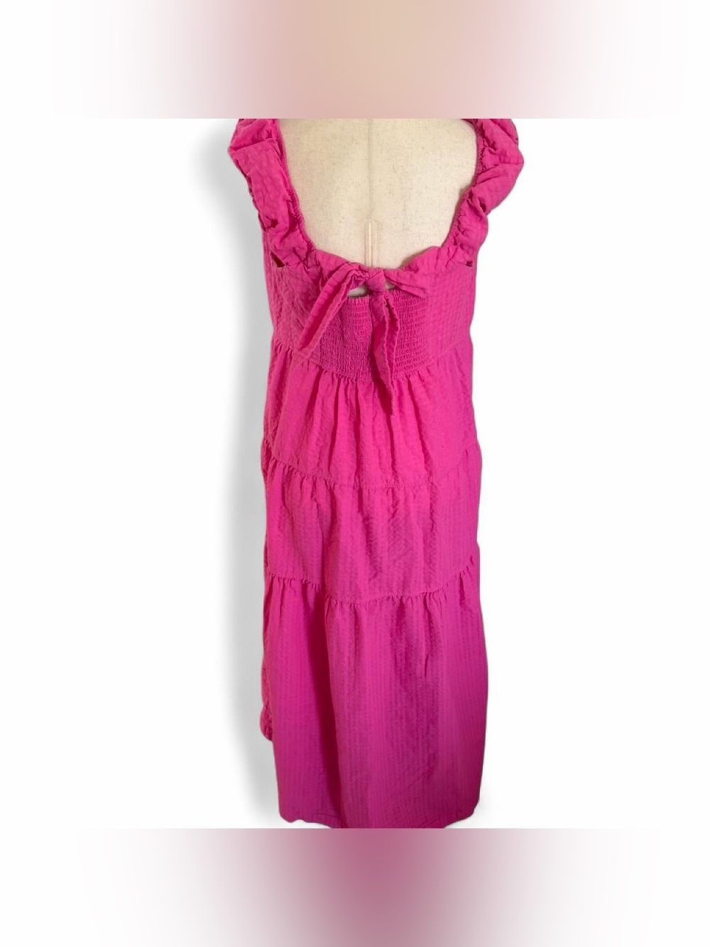 OLD NAVY Tiered Pink Maxi Dress Large TALL Countrycore Cottage Praire Pockets - Picture 3 of 10